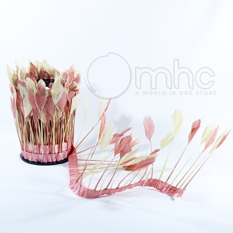 FEATHER TRIMMINGS Habby Dusty Pink and Beige Two-Tone Feather Trimming
