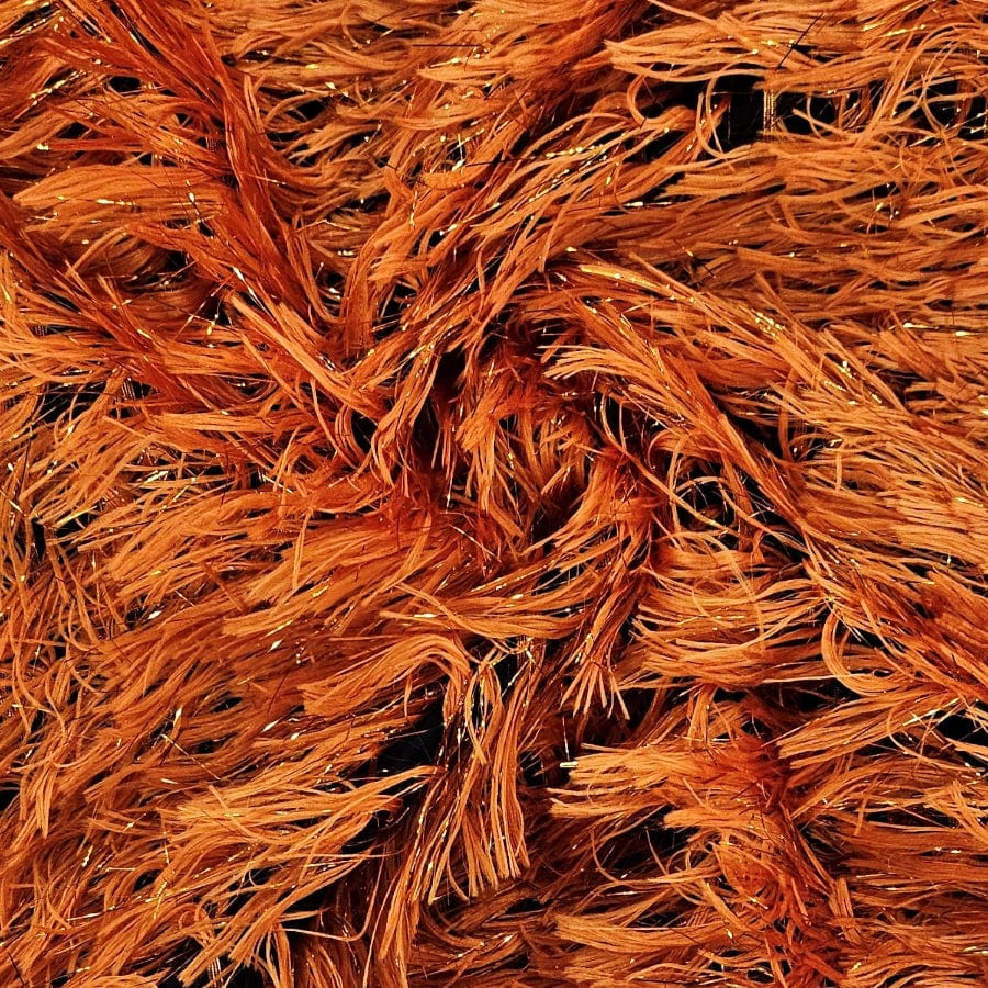 FEATHERS BROCADE Dress Fabric Orange Feather Brocade 150cm