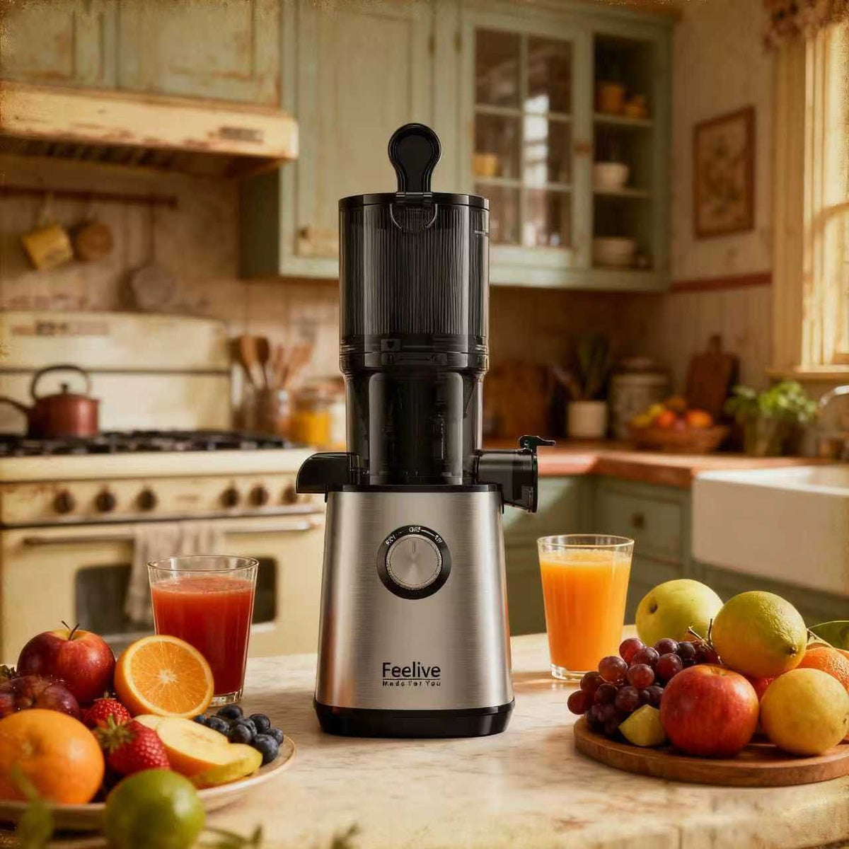 FEELIVE Juice Extractor Feelive Cold Press Slow Juicer FSJ108