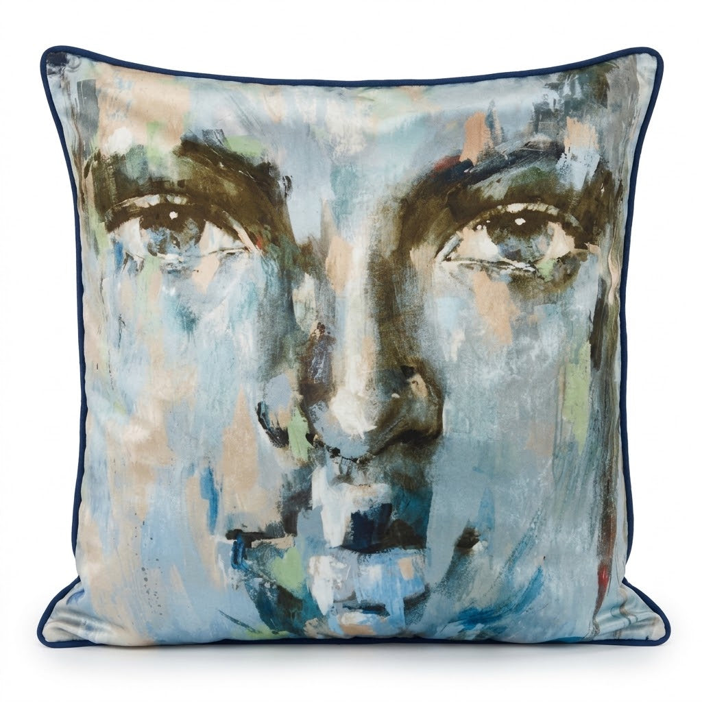Assorted Scatter Cushions Pantely Faces Light Blue 60x60 cm.