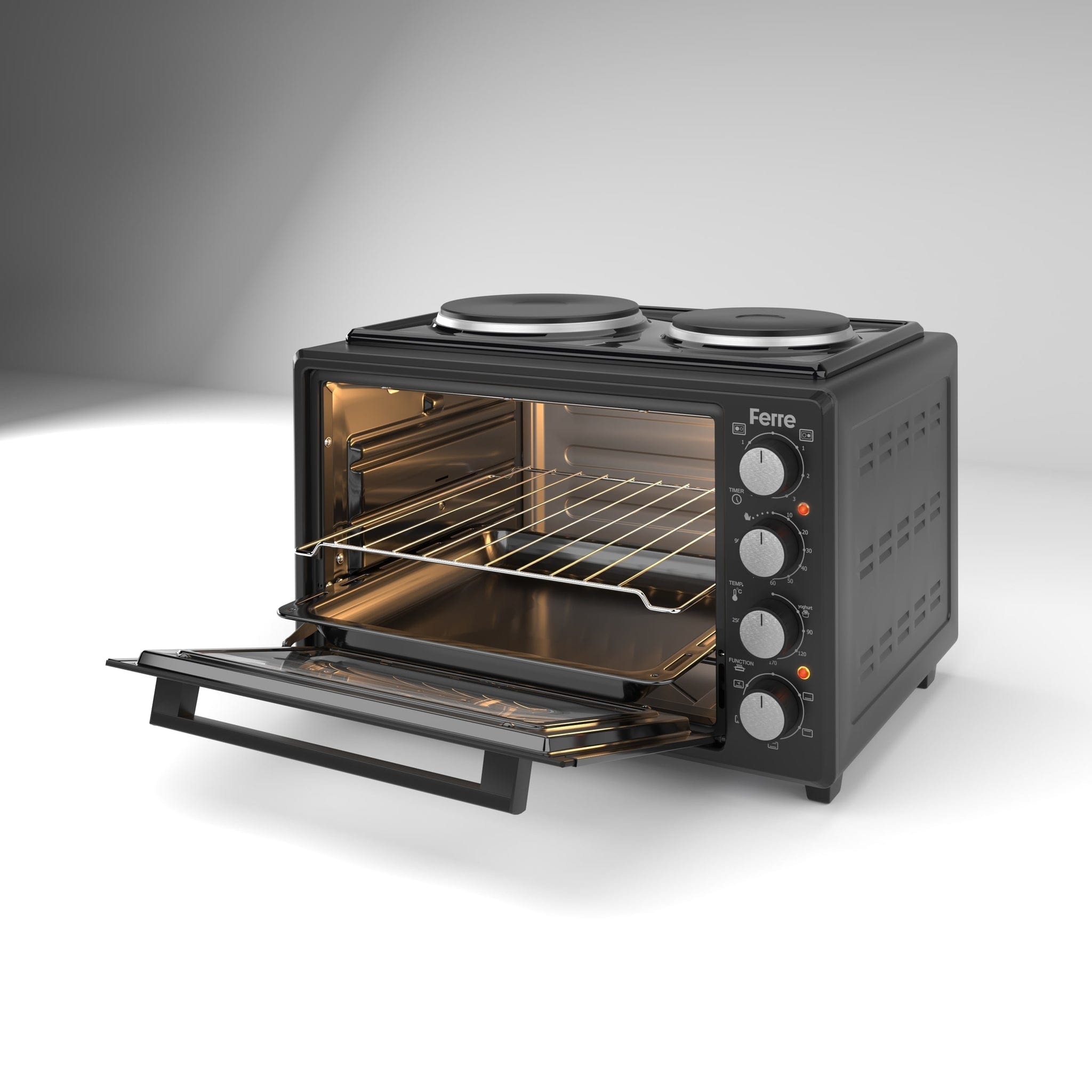 FERRE OVEN Ferre 35L Matt Black Mini Oven 2 Plate FMO035