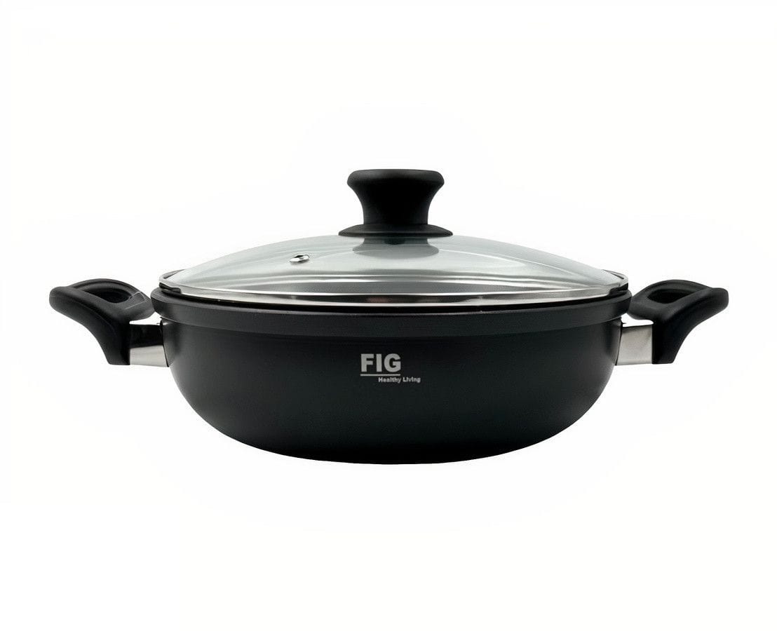 FIG POTS Fig Non Stick 28cm Wok With Glass Lid FIGW28 (7589290901593)