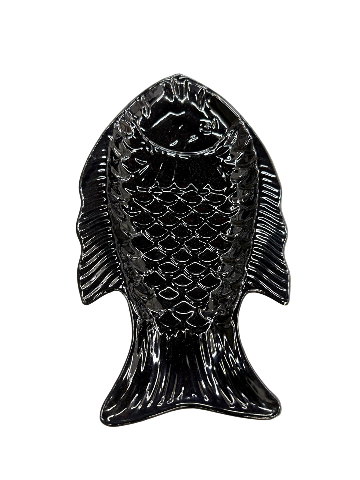 Evren Melamine Sea Bream Plate 32x18 cm Black/White EM-374.