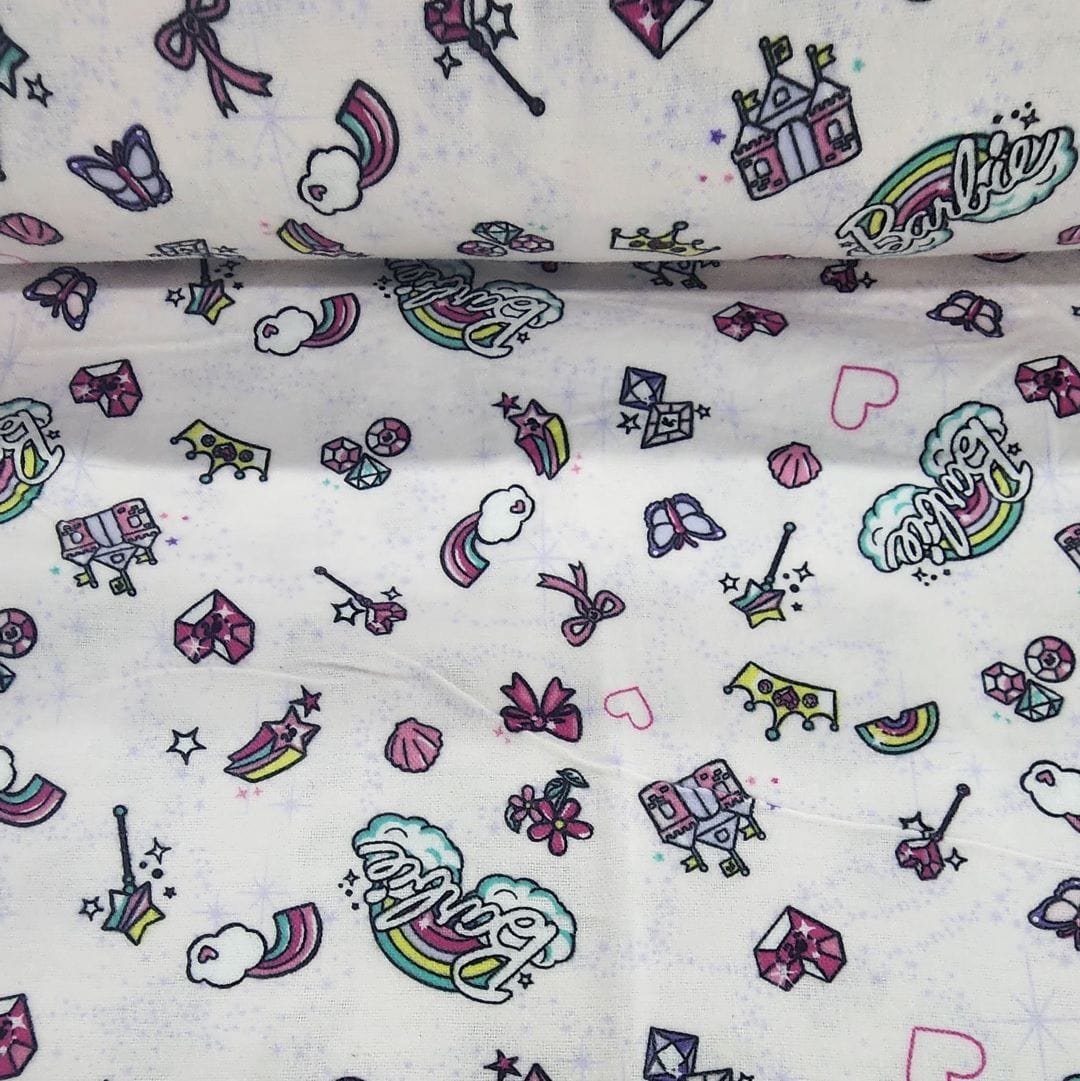 FLANNEL Dress Fabrics Printed Flannel Fabric Barbie Castle 110cm (7305687171161)