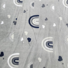 Fleece blanket Grey Printed Mongolian Fleece Fabric Rainbow 150cm (7564607946841)