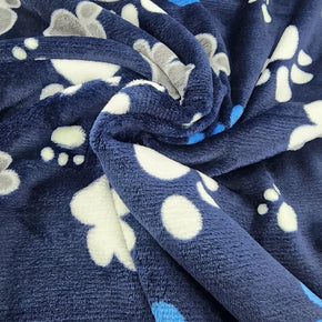 Fleece blanket Printed Mongolian Fleece Fabric Grey Paws 150 cm (7588986912857)