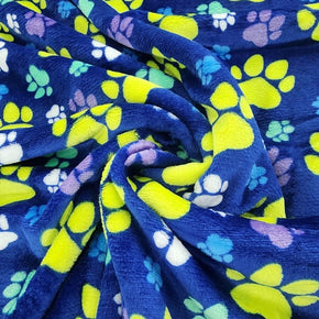 Fleece blanket Printed Mongolian Fleece Fabric Lime Paws 150 cm (7589070110809)