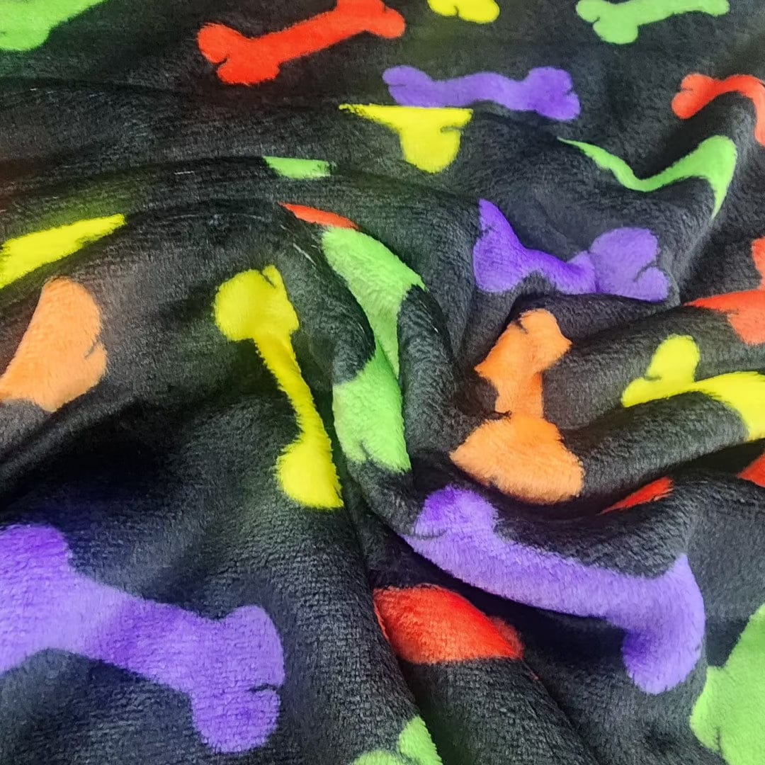 Fleece blanket Printed Mongolian Fleece Fabric Multi Bones 150 cm (7588969250905)