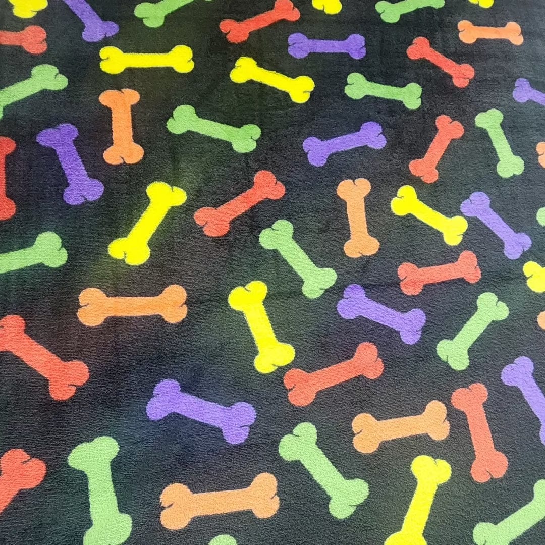 Fleece blanket Printed Mongolian Fleece Fabric Multi Bones 150 cm (7588969250905)