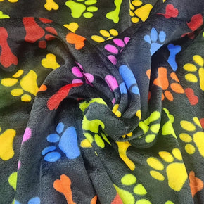 Fleece blanket Printed Mongolian Fleece Fabric Multi Paws 150 cm (7564607848537)
