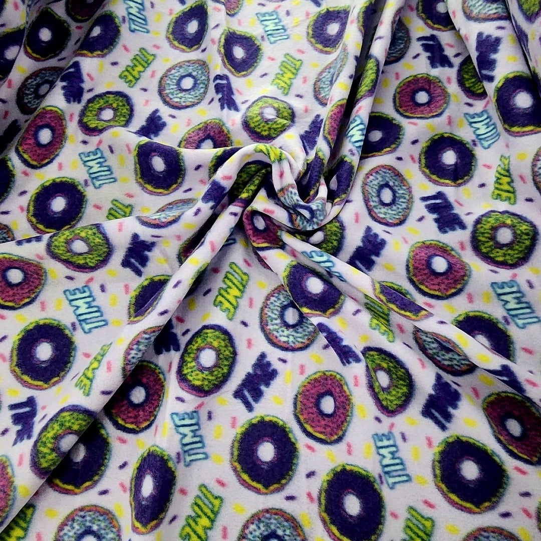 Fleece blanket Printed Polar Fleece Fabric 150 cm Donuts (7685637079129)