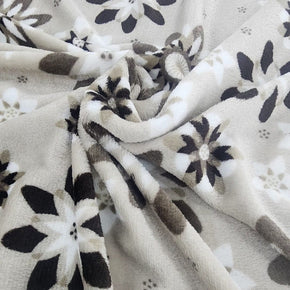 Fleece Blankets Beige Printed Mongolian Fleece Fabric Floral 150cm (7564608012377)