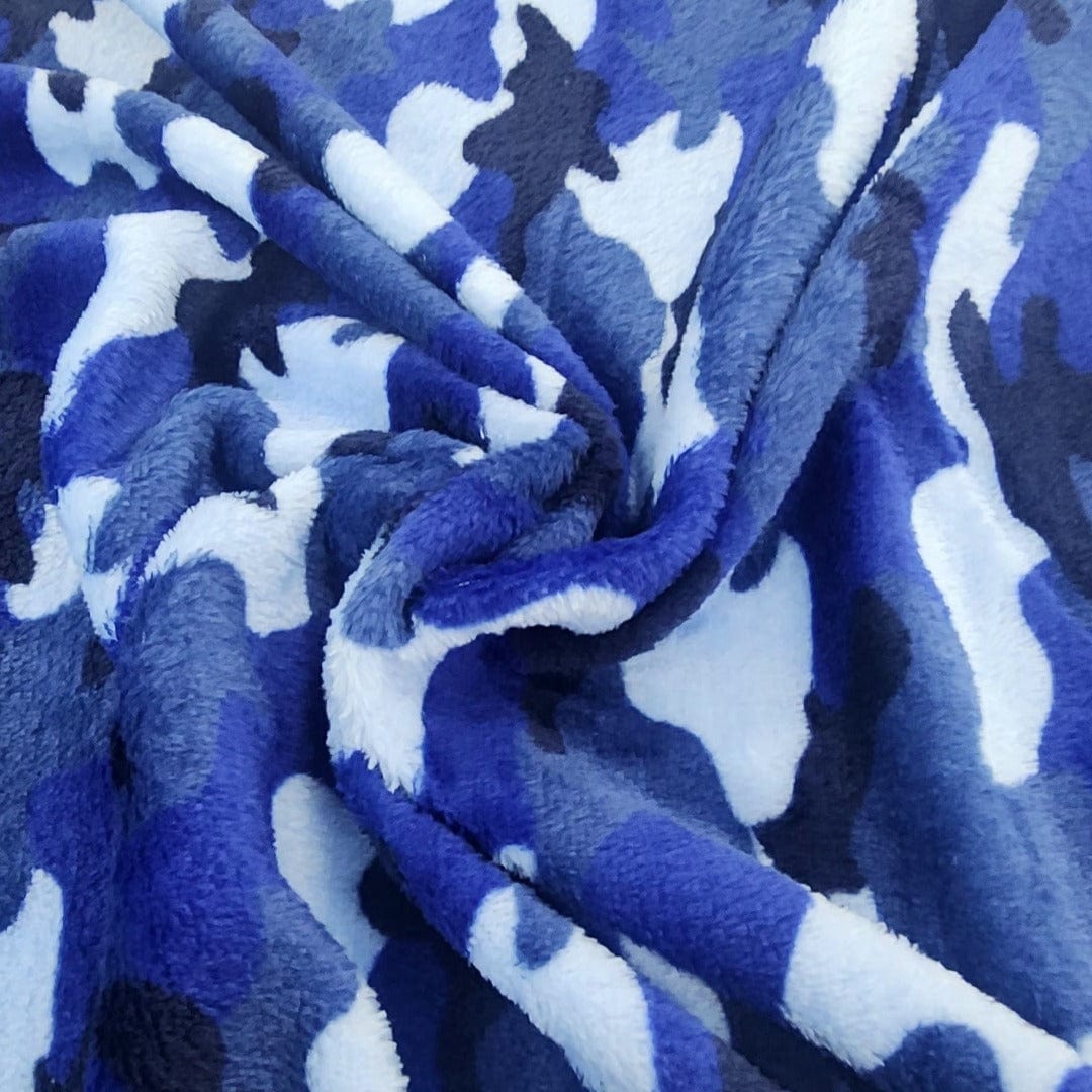 Fleece Blankets Blue Printed Mongolian Fleece Fabric Camouflage 150cm (7564607750233)