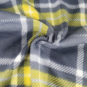 Fleece Blankets Printed Polar Fleece Fabric 150 cm Grey/Yellow Checks (7667902939225)
