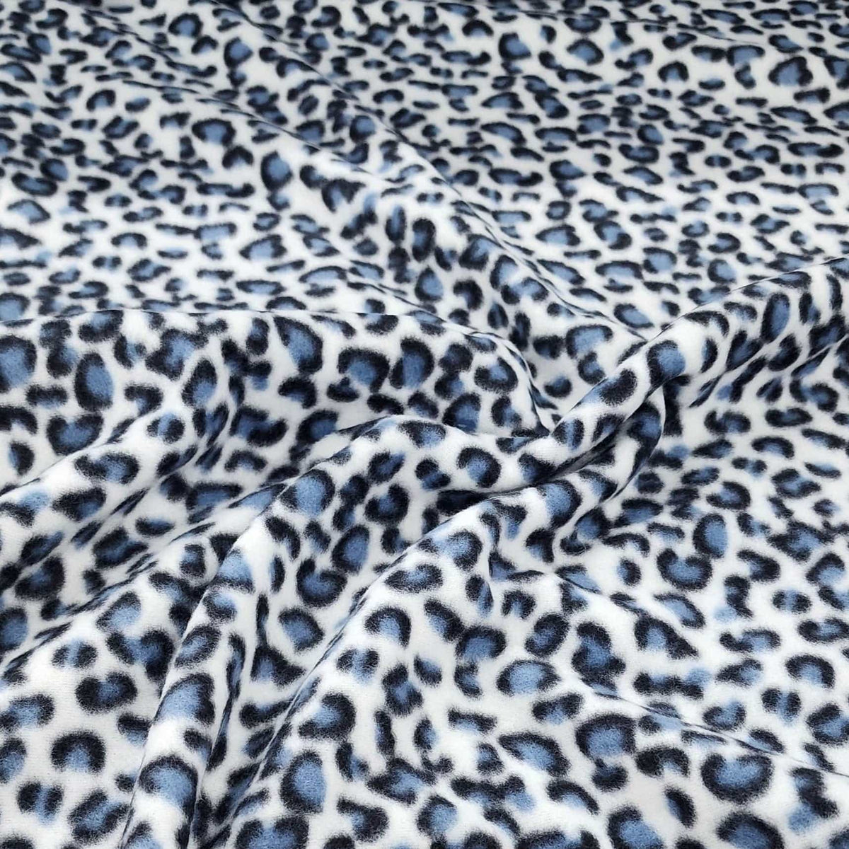 Fleece Blankets Printed Polar Fleece Fabric 150 cm White/Blue Leopard