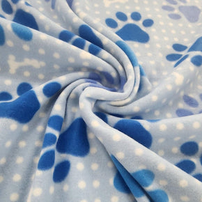 Fleece Blankets Printed Polar Fleece Fabric 150cm Blue Paws (7588470653017)
