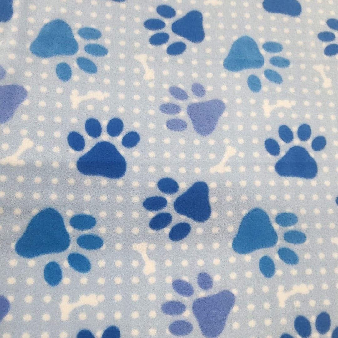 Fleece Blankets Printed Polar Fleece Fabric 150cm Blue Paws (7588470653017)