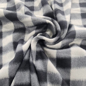 Fleece Blankets Printed Polar Fleece Fabric 150cm Grey Check (7582391468121)