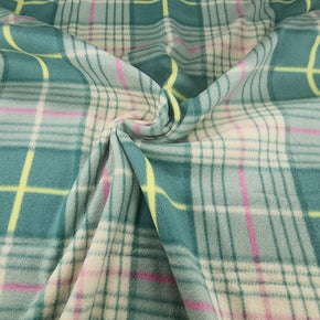 Fleece Blankets Printed Polar Fleece Fabric Green Check 150 cm (7613954621529)