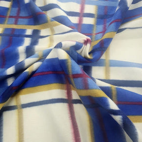 Fleece Blankets Printed Polar Fleece Fabric Royal/Cream Check 150 cm (7588976590937)