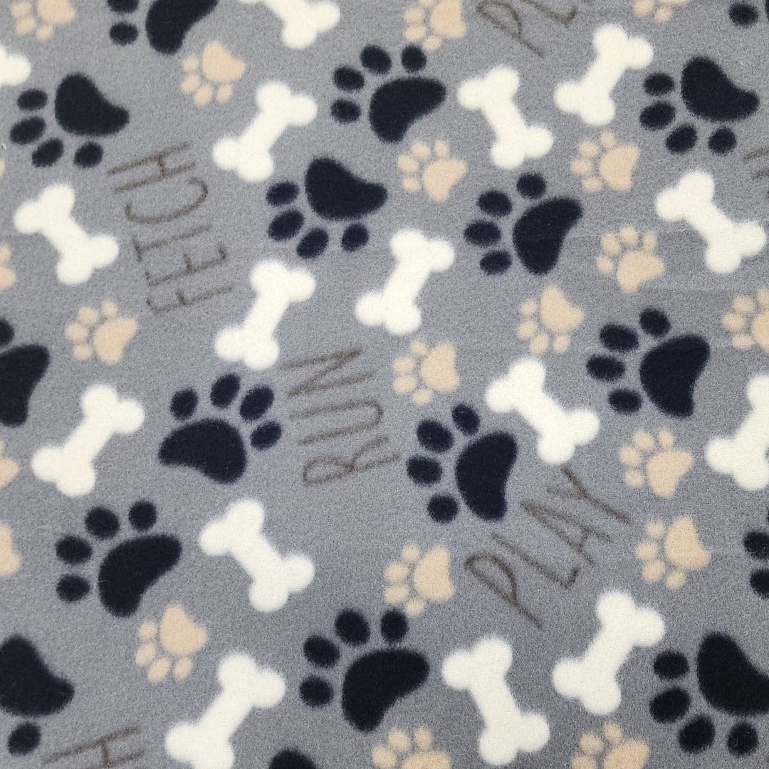 Fleece Dress Fabrics Printed Polar Fleece Fabric 150 cm Paws Grey