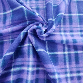 Fleece Dress Fabrics Printed Polar Fleece Fabric 150 cm Purple Checks (7667901399129)