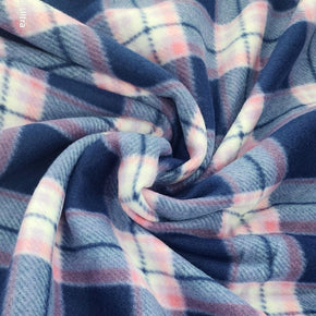 Fleece Dress Fabrics Printed Polar Fleece Fabric Checks Navy/Pink 150cm (7487548227673)