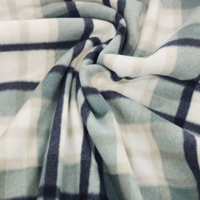 Fleece Dress Fabrics Printed Polar Fleece Fabric Checks Sage/Cream 150cm (7486918033497)