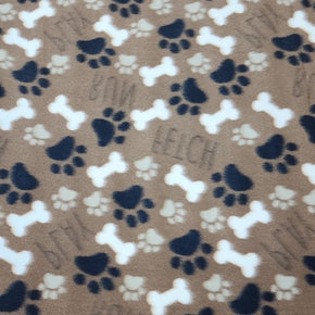 Fleece Dress Fabrics Printed Polar Fleece Fabric Paws Brown 150cm (7487547506777)