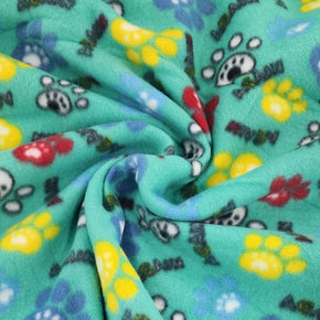 Fleece Dress Fabrics Printed Polar Fleece Fabric Paws Mint 150cm (7486917640281)