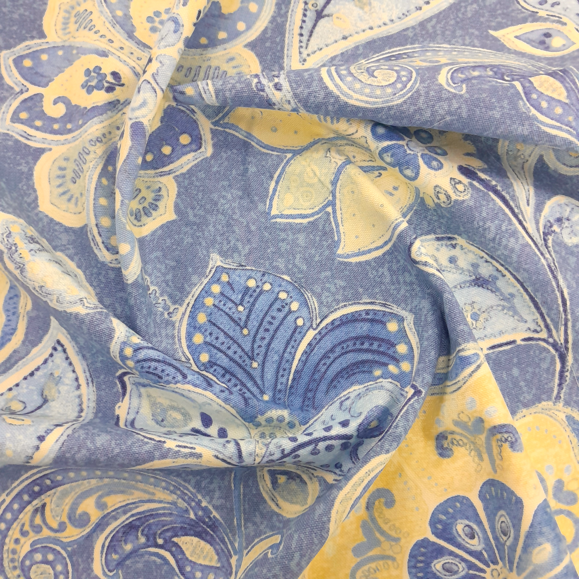 Printed Cotton Fabric Iman Javenose Garden Blue Floral  140 cm