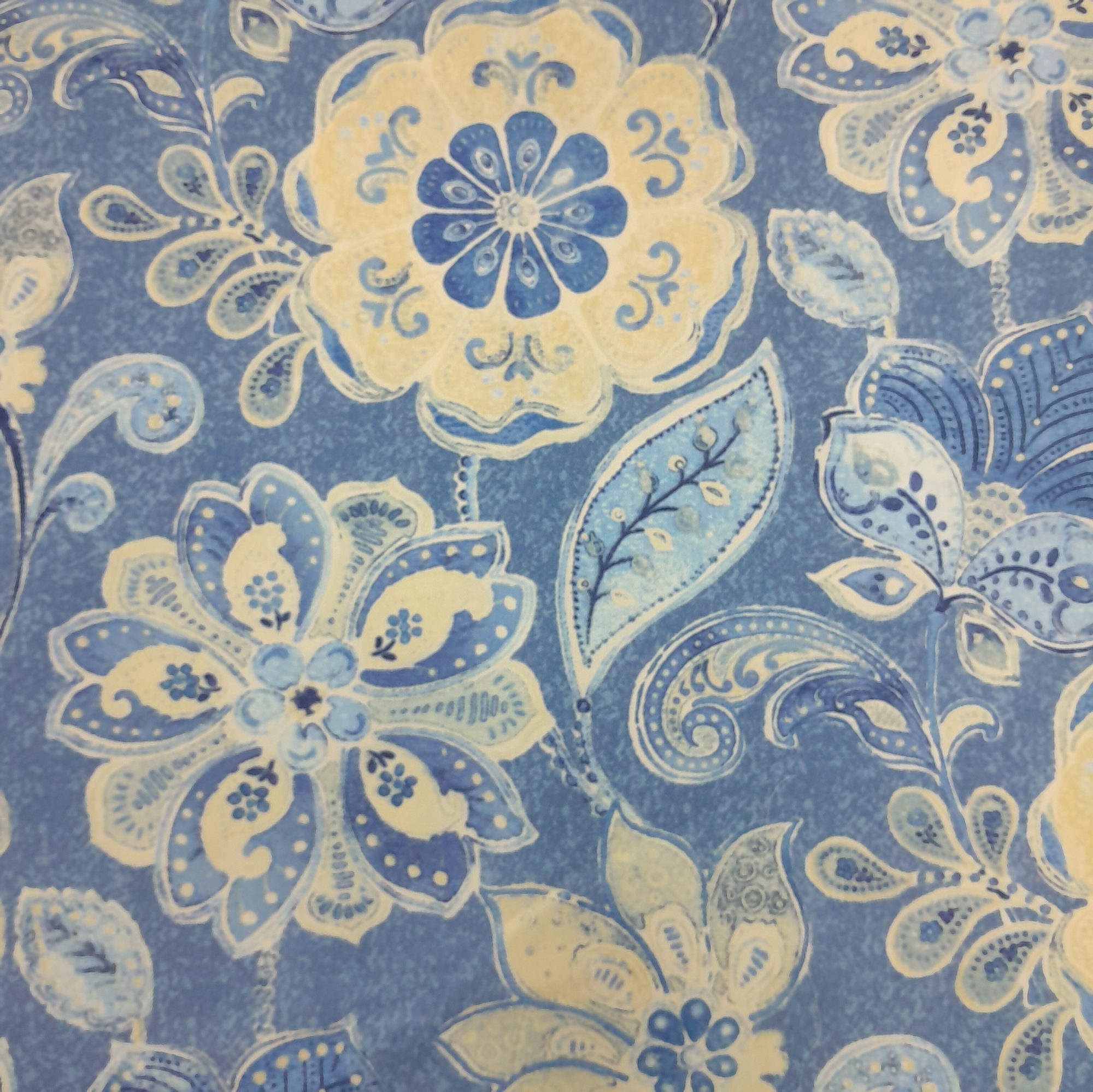 Printed Cotton Fabric Iman Javenose Garden Blue Floral  140 cm