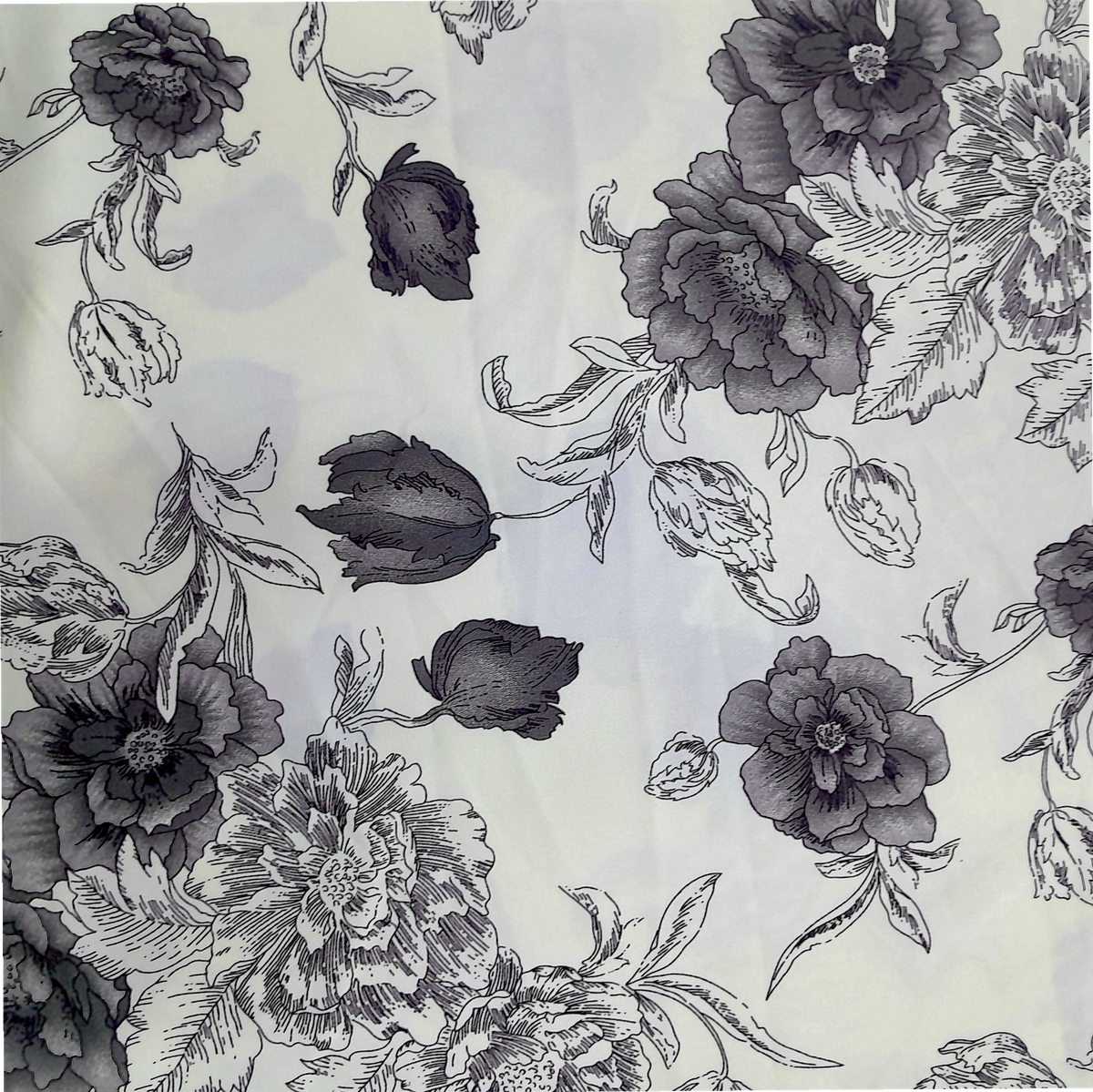 Printed Sateen Curtain Black And White Floral 280 cm - MHC World