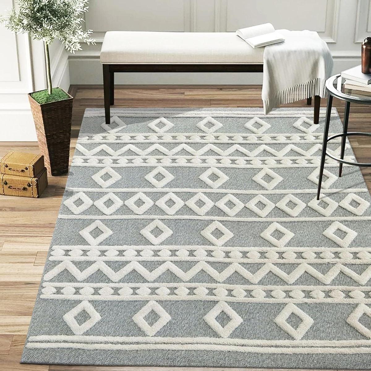 Fotakis RUG 160x230cm Cream and Grey Fotakis Masawi 100% Microfiber Polyester Indoor Rug Collection