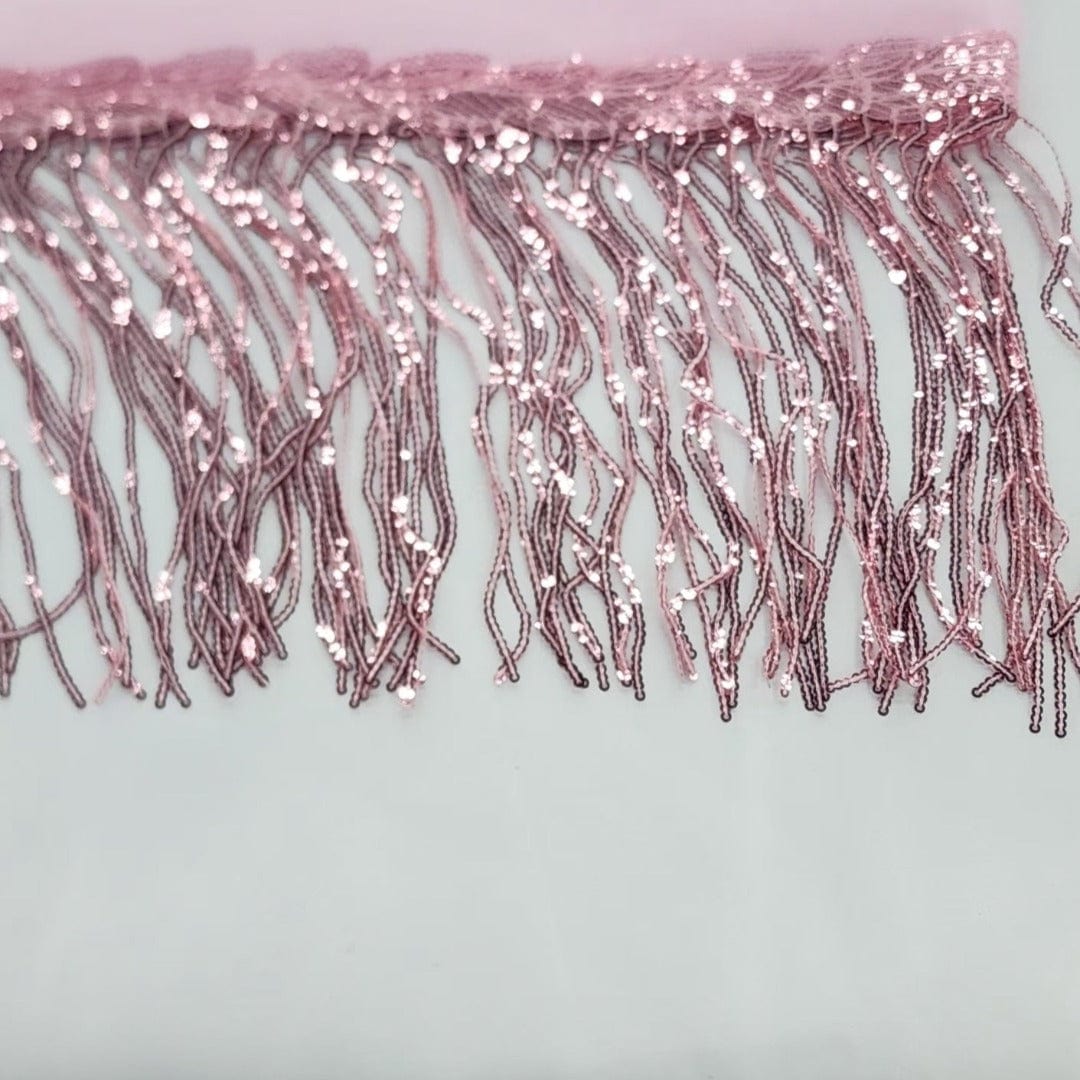 FRINGING HABBY Dusty Pink Sequin Fringing 20 cm (7758543519833)