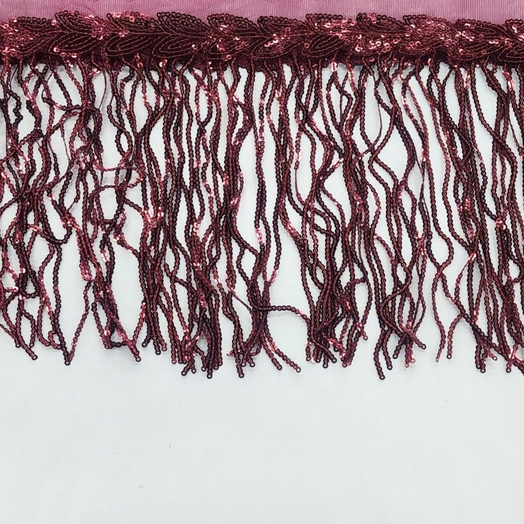 FRINGING HABBY Maroon Sequin Fringing 20 cm