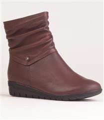 Froggie Boots Froggie Nut Leather Ruched Ankle Boot (7796488241241)