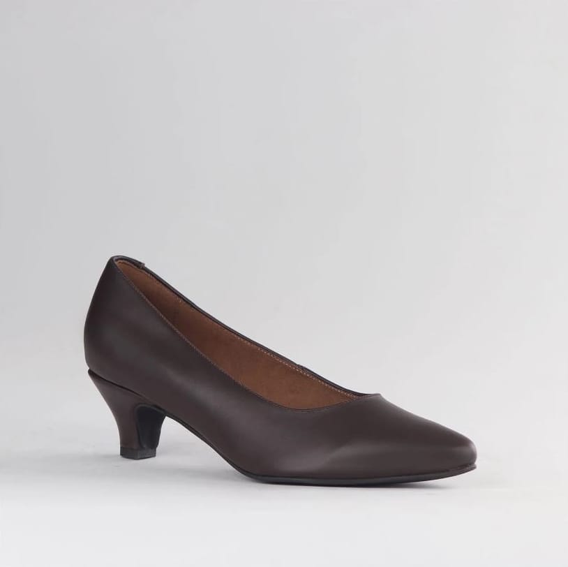 Froggie Women's Leather Kitten Heel Court Shoe -Brown 13007.129-600