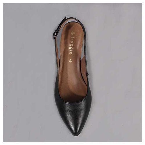 Froggie Heels Froggie Pointed Block Heel Slingback Sandal In Black -12613