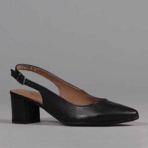 Froggie Size 8 Froggie Pointed Block Heel Slingback Sandal In Black -12613 (7668337410137)