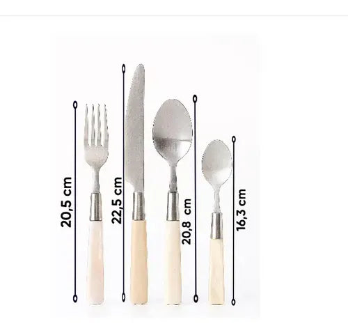 Gamma Faqueiro Cutlery Gamma Faqueiro Mother of Pearl 24-Piece Stainless Steel Cutlery Set Beige