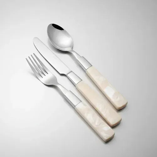 Gamma Faqueiro Cutlery Gamma Faqueiro Mother of Pearl 24-Piece Stainless Steel Cutlery Set Beige