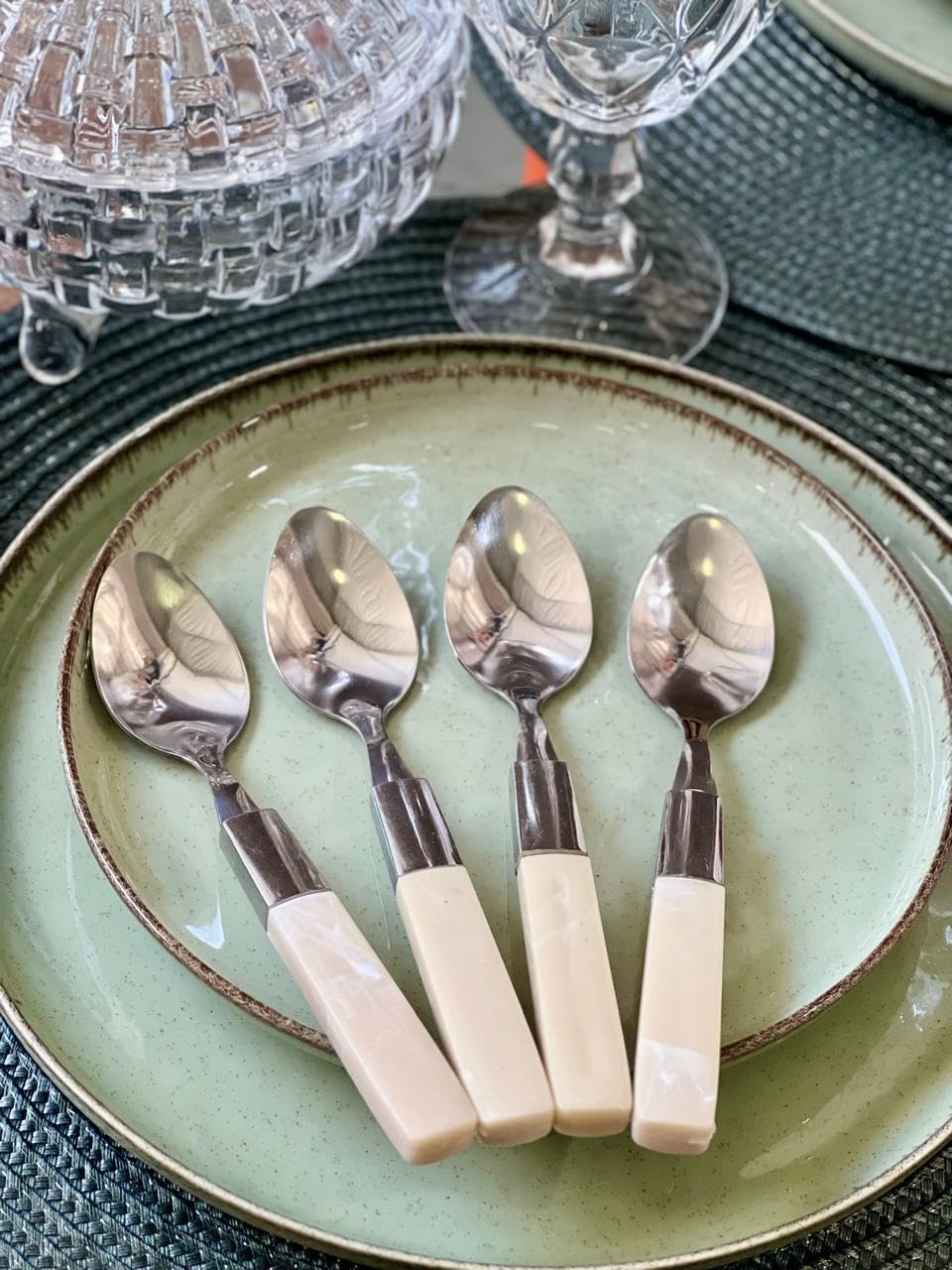 Gamma Faqueiro Cutlery Gamma Faqueiro Mother of Pearl 24-Piece Stainless Steel Cutlery Set Beige