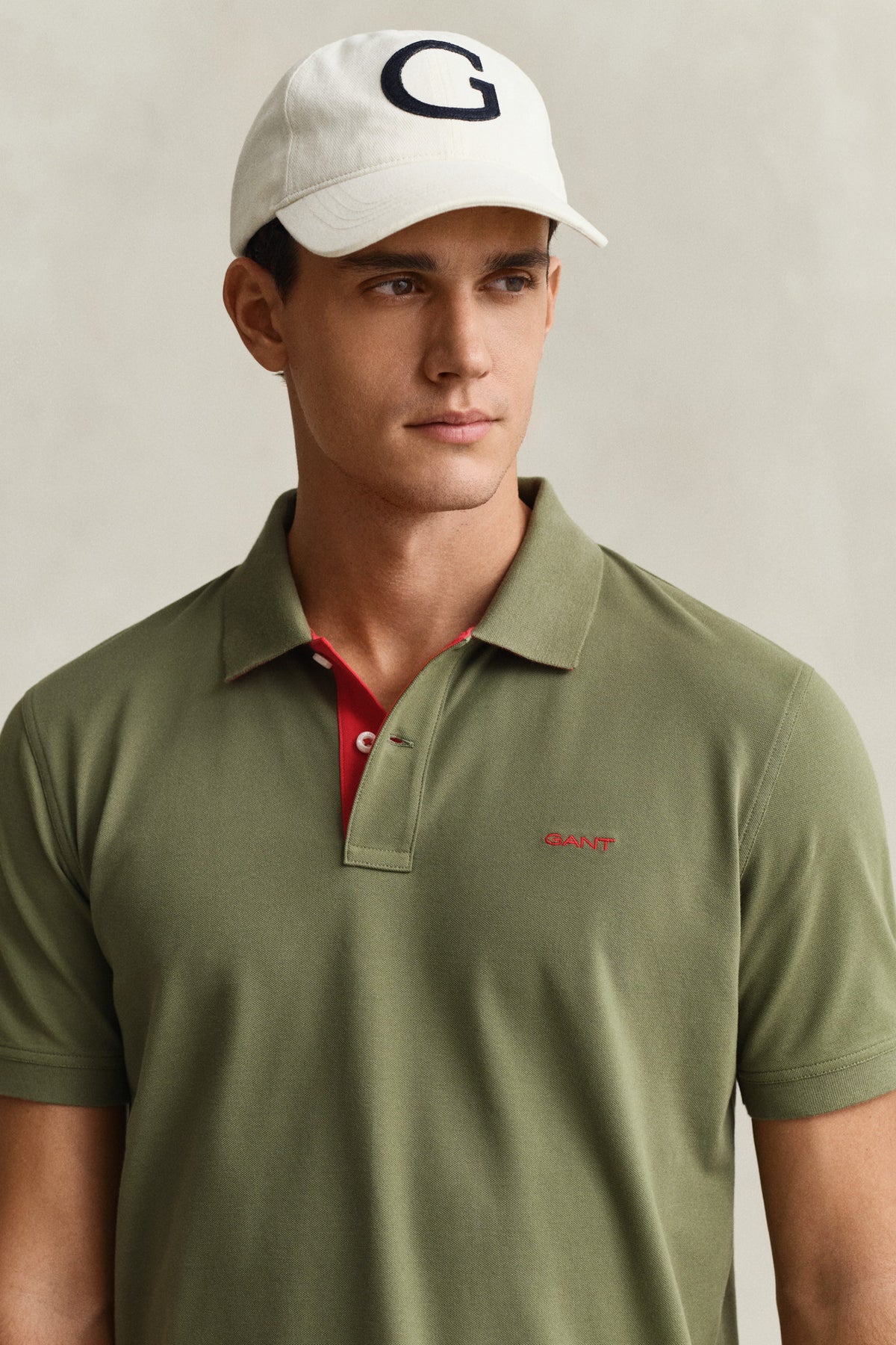 Gant Men's Contrast Piqué Short Sleeve Subtle Stretch Poloshirt-Dry Herb Green 355894