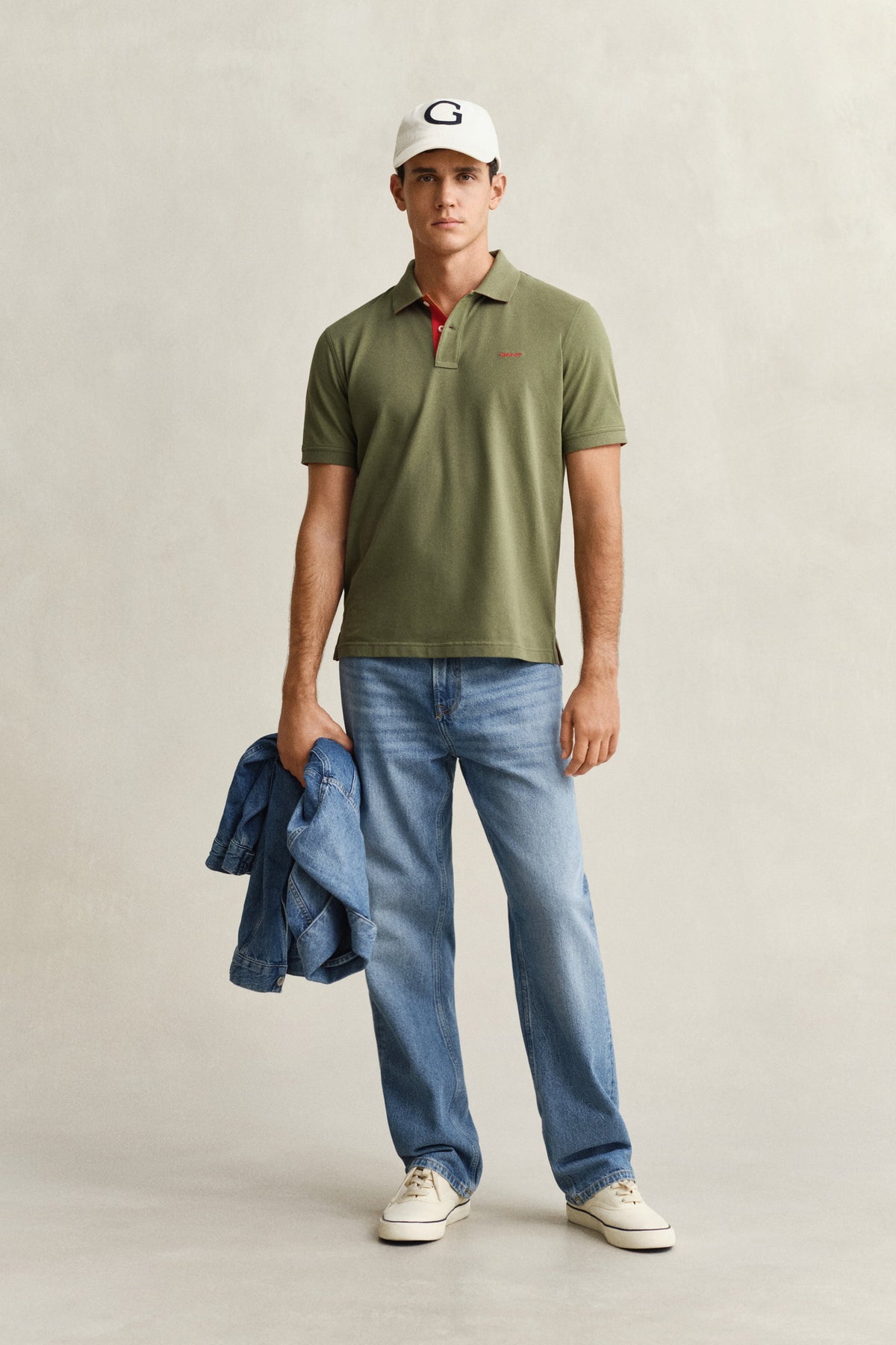 Gant Men's Contrast Piqué Short Sleeve Subtle Stretch Poloshirt-Dry Herb Green 355894