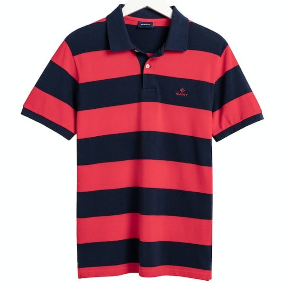 Gant Golf T Shirt Gant Barstripe Pique Rugger Bright Red