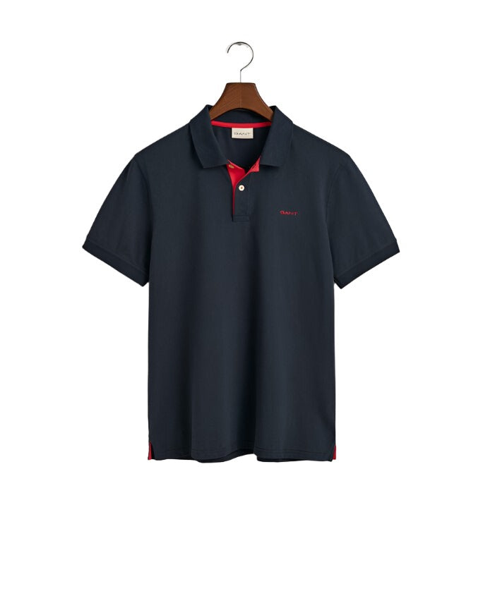 GANT Golf T Shirt Gant Regular Contrast Pique Short Sleeve Rugger Evening Ble (7635568820313)
