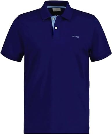 GANT Golf T Shirt Gant Regular Contrast Pique Short Sleeve Rugger Rich Navy (7519496241241)