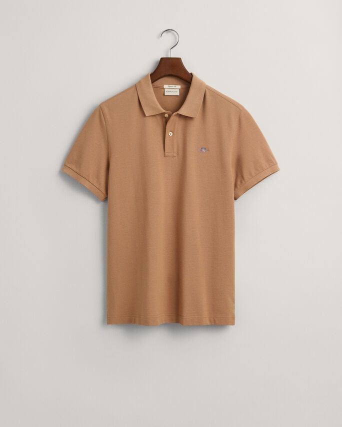 GANT Golf T Shirt Gant Regular Shield Pique Golfer Khaki (7519543558233)