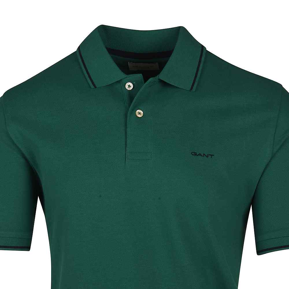 Gant Golf T Shirt Gant Tipping Pique Rugger Deep Green